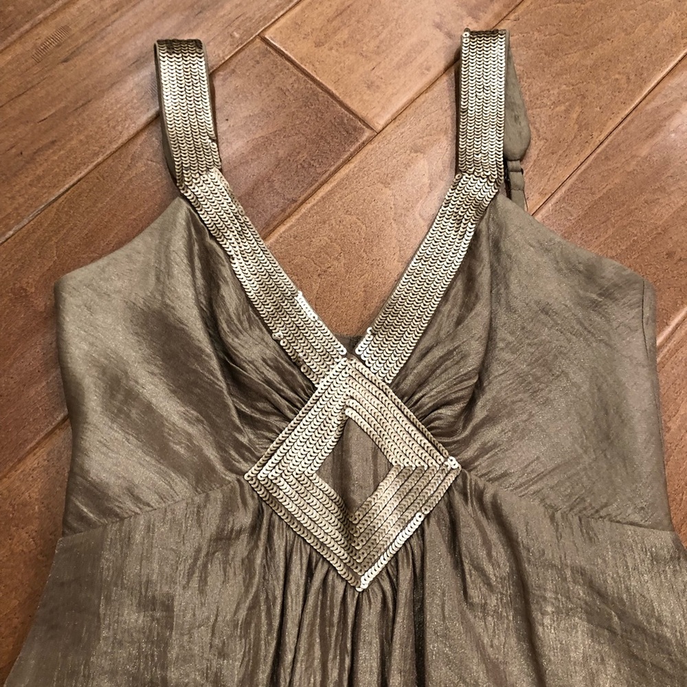 BCBG Maxazria Women’s Gold Mini Evening Dress Size 4 - Picture 3 of 8
